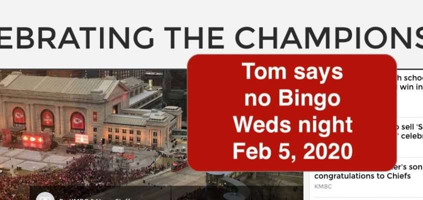 bingo cancelled feb 5th 2020